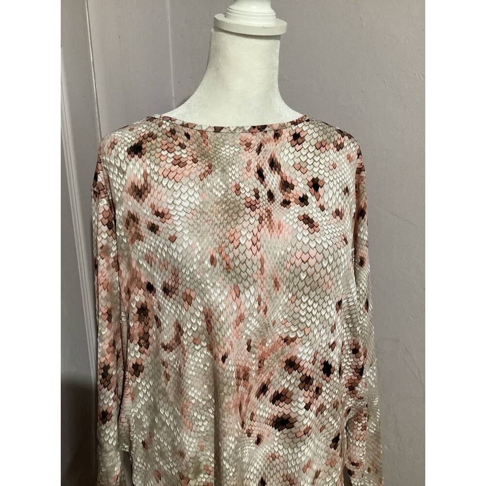 Clara Sun Woo Reptile Print Long Sleeve Pullover Blouse L - Picture 2 of 6